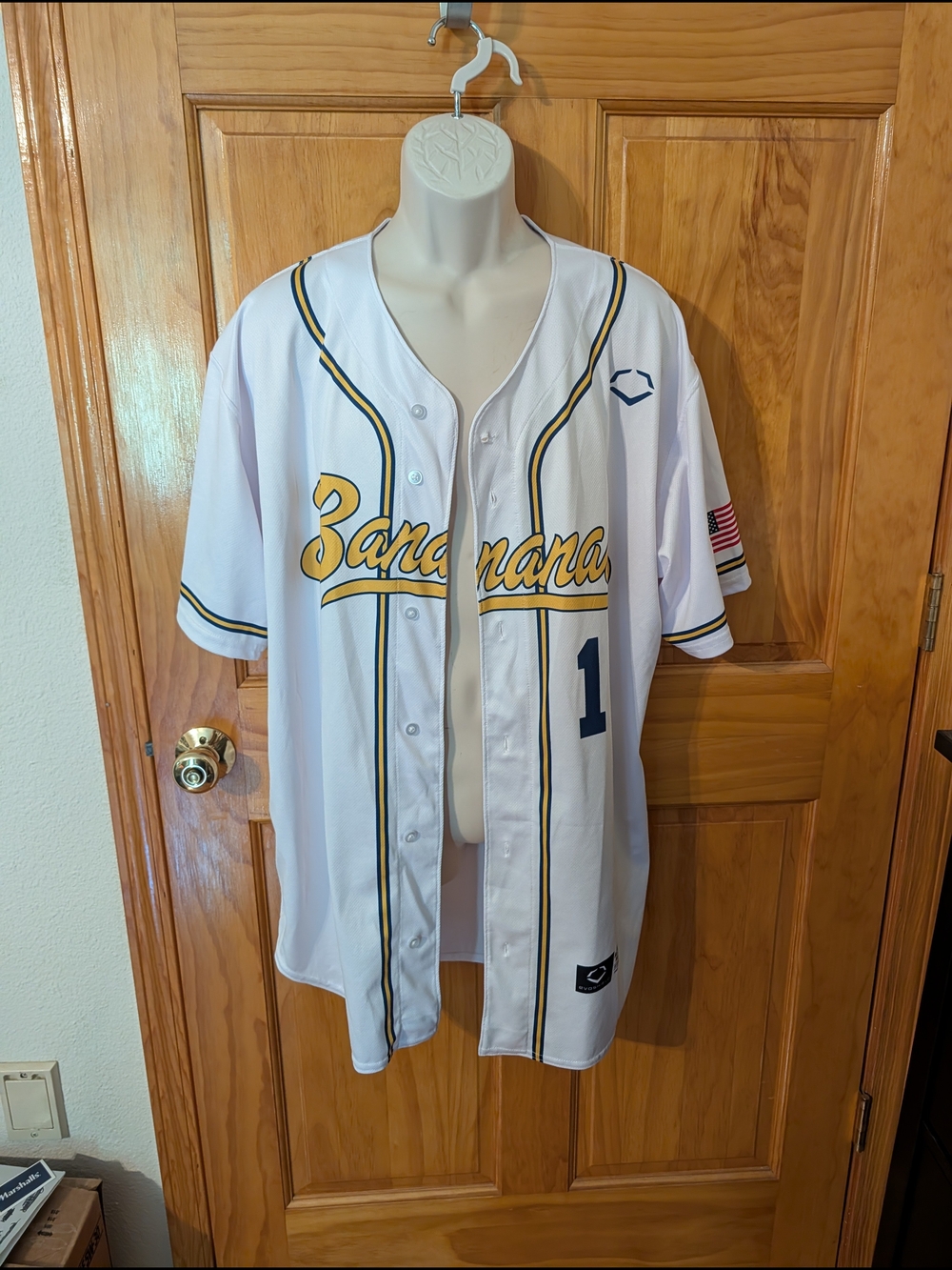 White & Gold Bananas Baseball Jersey - Men's